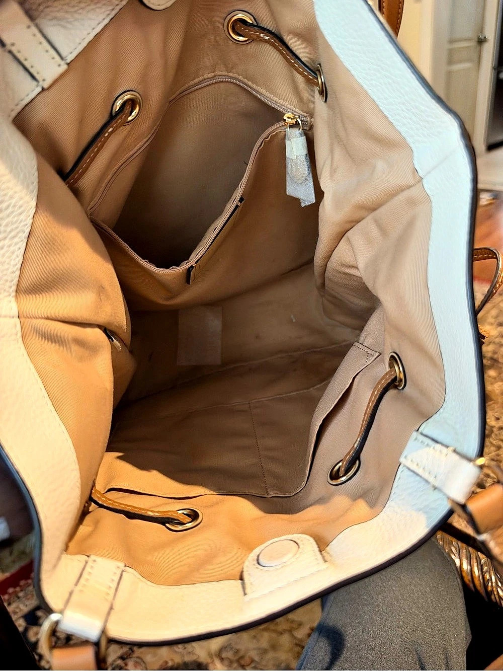 Coach Tote 27 With Horse And Carriage Tote in White & Brown - Picture 7 of 8